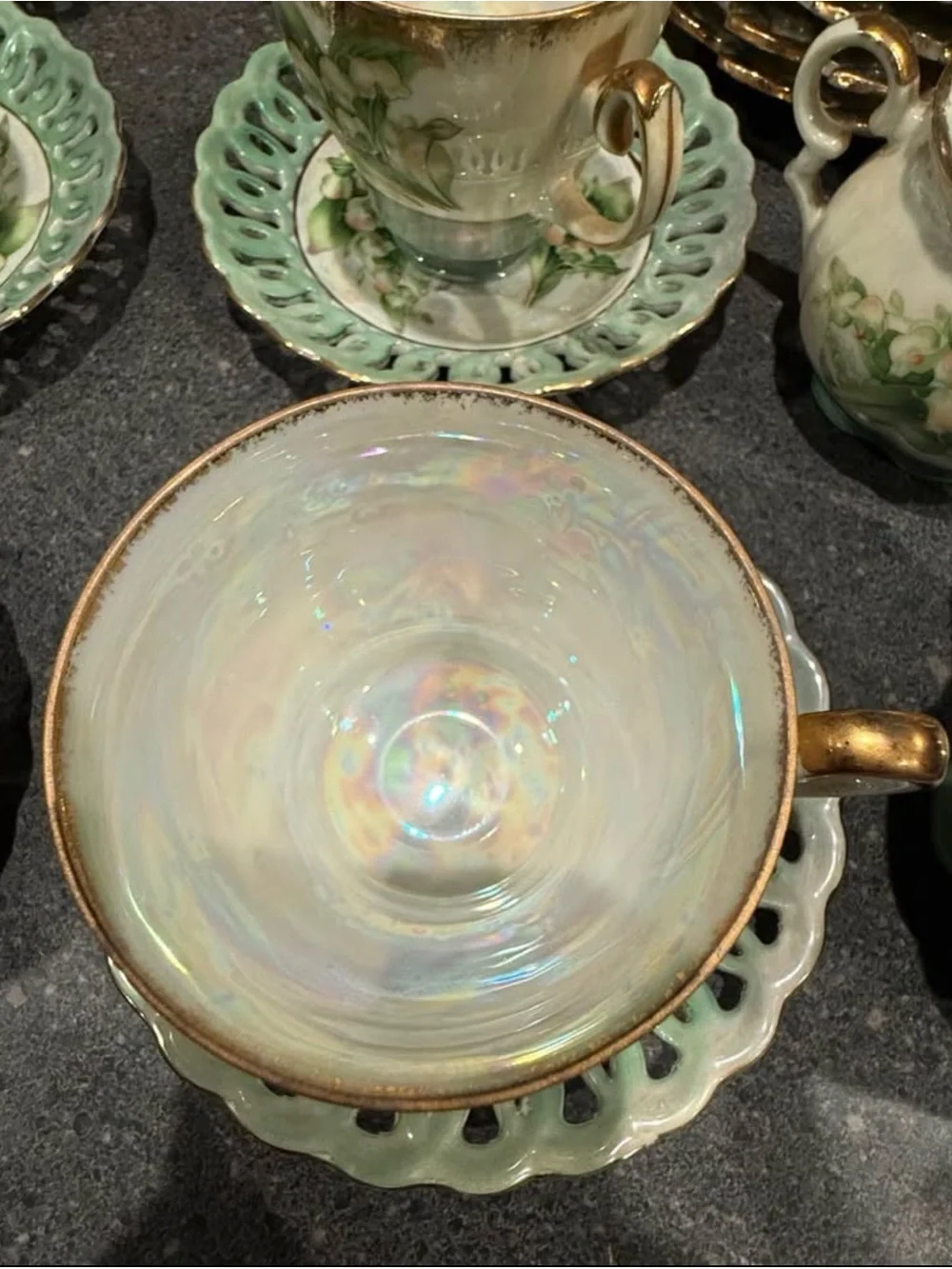 Vintage 1950s Japan Porcelain Lily of the Valley Lusterware 38 piece set